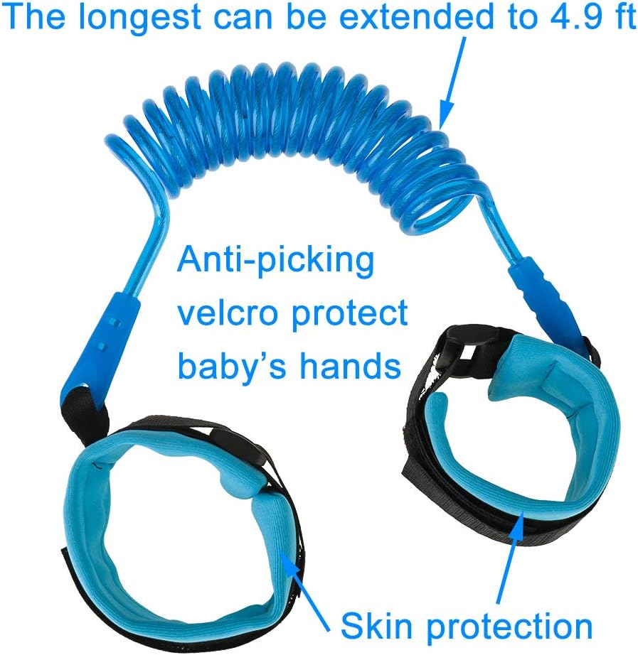 MOTTDAM 2 Pcs Anti Lost Wristband, 1.5M Baby Safety Wrist Link Belt Walking Hand Belt Strap Leash Wire Rope for Child Toddler Kids - Image 4