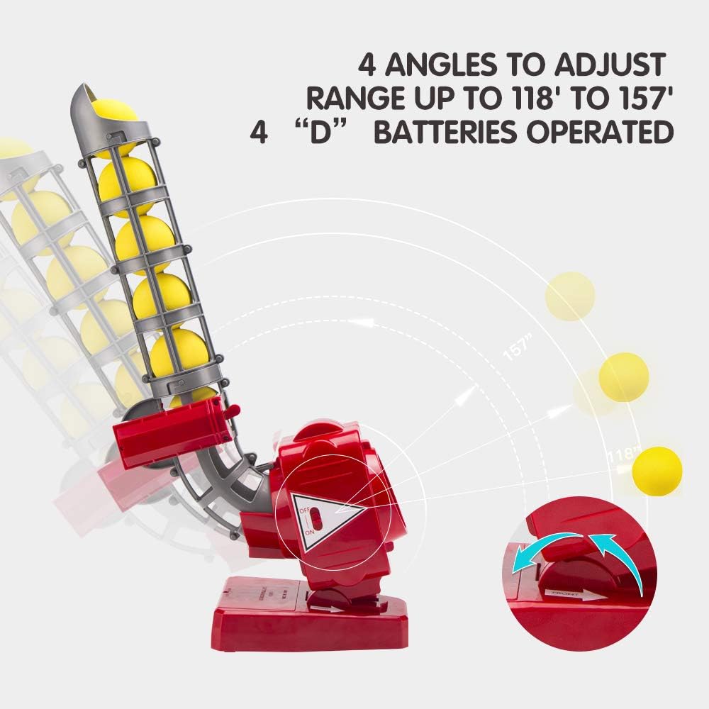 OMNISAFE 2 in 1 Baseball and Tennis Pitching Machine, Automatic Pitcher Play Set, Outdoor Training Sport Games for Kids Boys & Girls (Red): Toys & Games