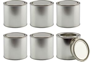 Cornucopia Brands Metal Paint Cans with Lids (1/2 Pint Size Pack of 6) 1-Cup Capacity Empty Unlined Half Pint Paint Pails