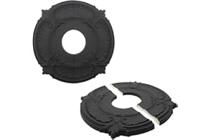 LC LICTOP Split Ceiling Medallions Black 2Pcs, 12"OD x 3.4"ID, European Gypsum Carved Style Decorative Synthetic Foam Base Fit for 3.4 Inch Canopy Ceiling Light Fixtures Ceiling Fans