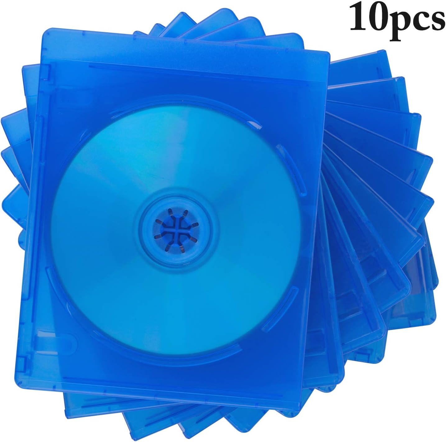 COOFIT Bluray Case Double 10 Pieces CD/DVD Jewel Cases Empty Standard Blue Replacement Boxes/Cases for Blu-Ray Disc