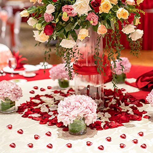 HAKACC Herzen Diamantkristalle, 1000 Stück 12mm Rot Streudeko Herzen Deko Diamanten Herz Deko für Hochzeit
