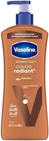 Vaseline Intensive Care Body Lotion Cocoa Radiant for Dry Skin Lotion Made with Ultra-Hydrating Lipids and Pure Cocoa Butter for a Long-Lasting, Radiant Glow 20.3 oz