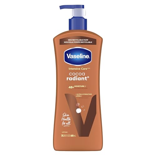 Vaseline Intensive Care Body Lotion Cocoa Radiant for Dry Skin Lotion Made with Ultra-Hydrating Lipids and Pure Cocoa Butter for a Long-Lasting, Radiant Glow 20.3 fl oz