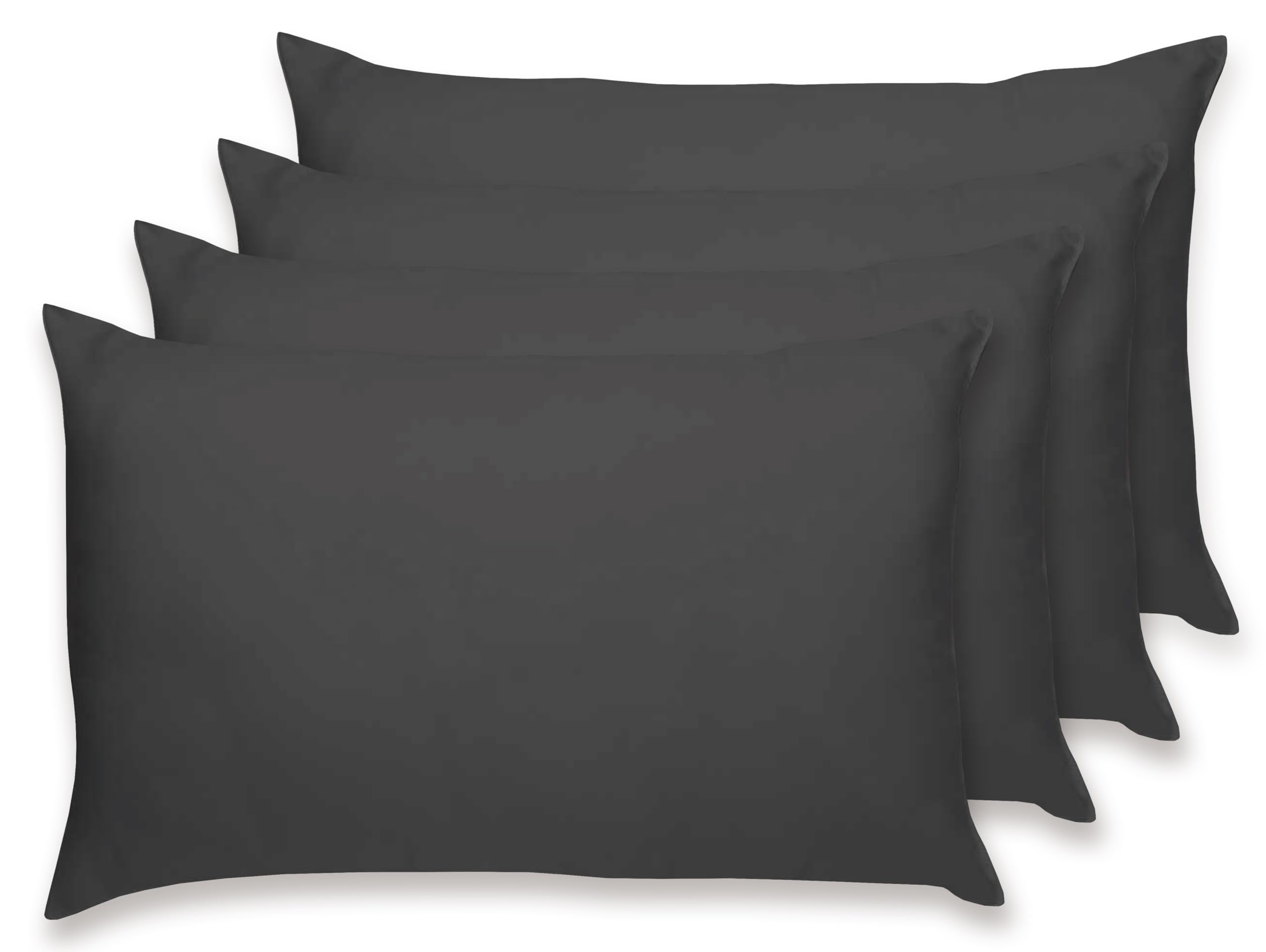 Rayyan Linen 4 Pack Pillow Cases 100% Egyptian Cotton 200 Thread Counts 50 x 75 cm (Charcoal Grey)