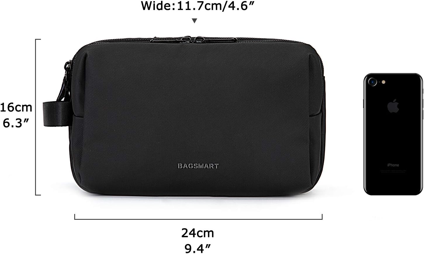 Toiletry Bag for Men, BAGSMART Travel Toiletry Organizer Dopp Kit Water-resistant Shaving Bag for Toiletries Accessories, Black