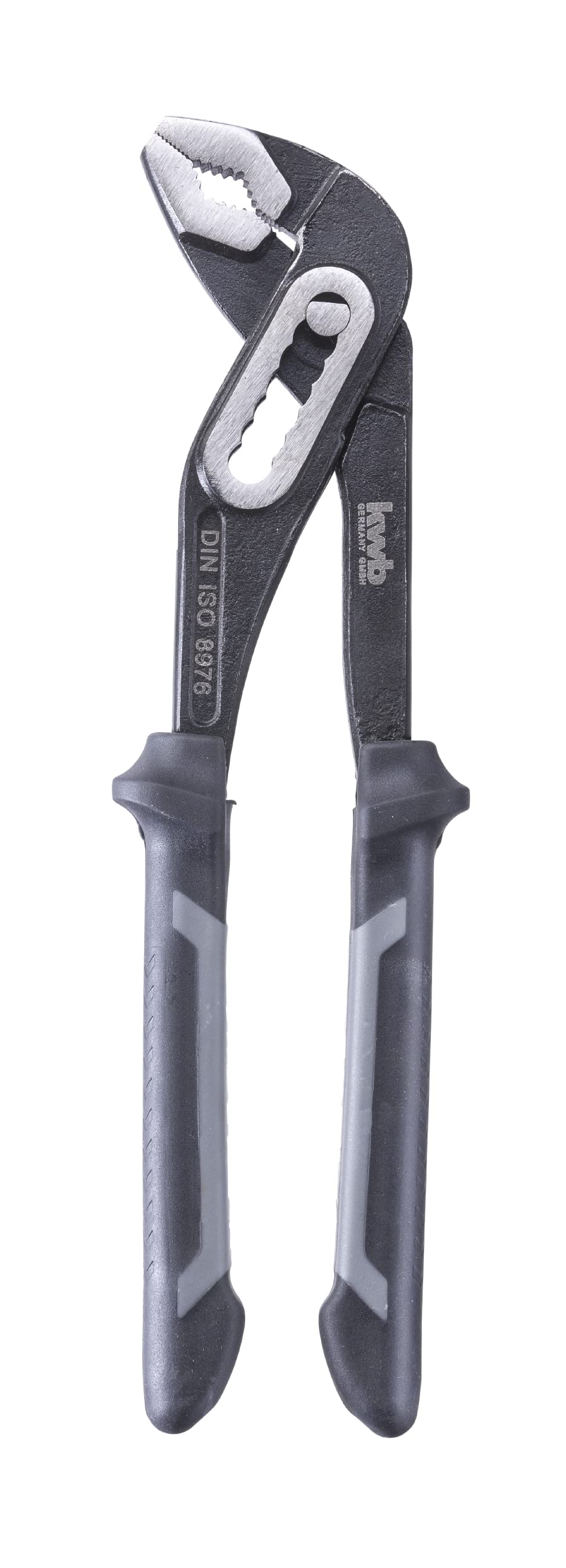 kwb Water Pump Pliers in 240 Mm, 7-Way Adjustable, With Push-Through Joint, 2-Component Handle With Hand Protection, Satin Finish, Durable, Complies With Din Iso 8976