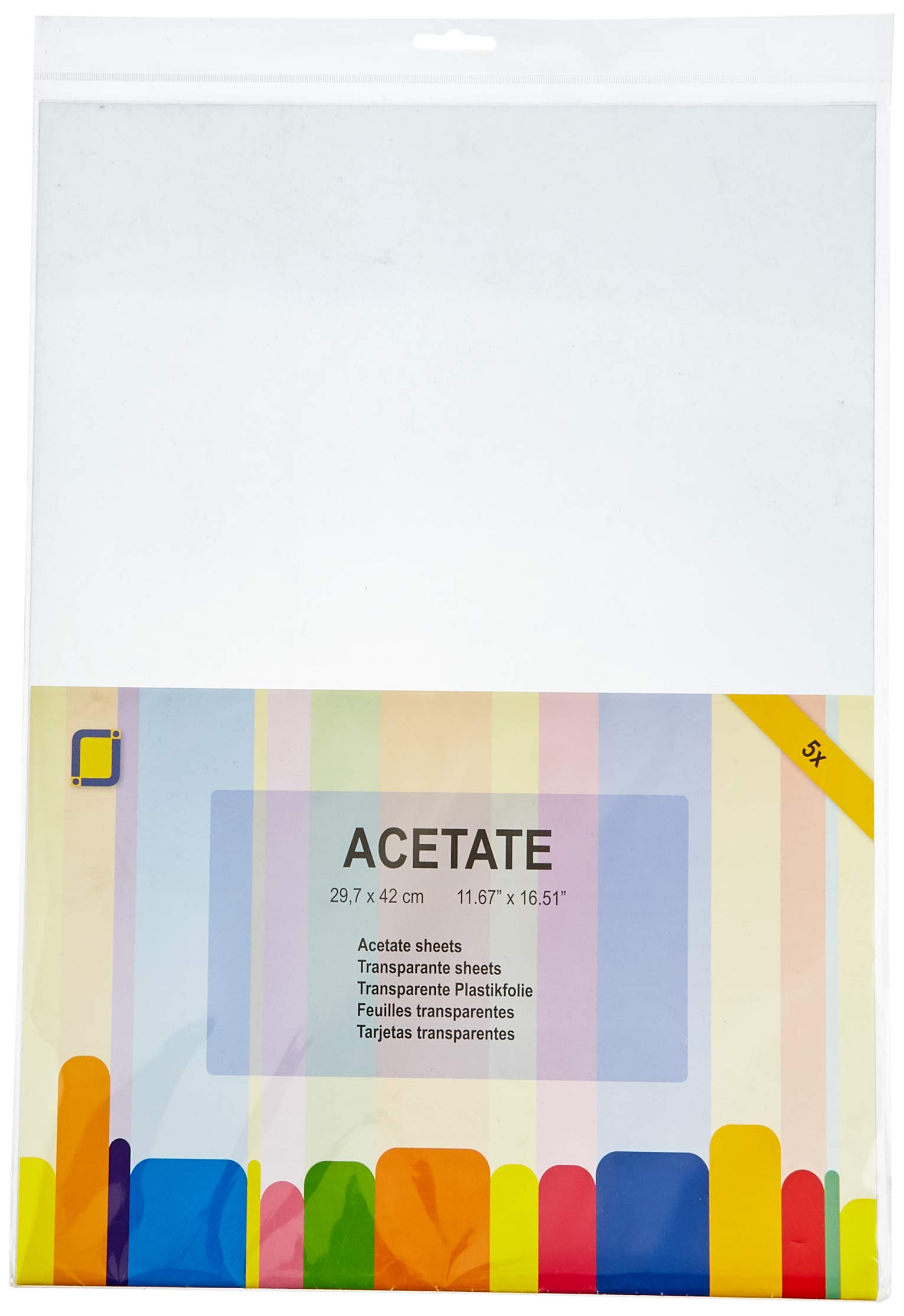 Acetate Sheets A3 5 Pack, Multi-Colour,4.8in
