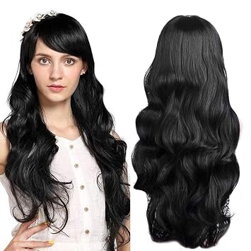 Amazon Com Melodysusie Black Long Curly Wavy Wig For Women 31