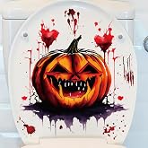 Halloween Toilet Seat Sticker 3D Pumpkin Pattern Toilet Lid Sticker Waterproof Toilet Lid Decals Halloween Bathroom Decor Horror Sticker for Halloween Party Decoration DIY Party Supplies