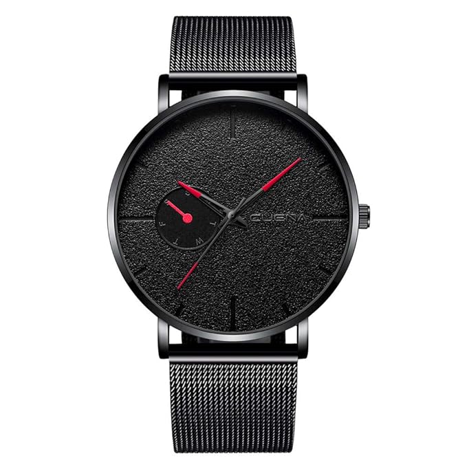 Pandaie Watch Promotion! Luxury Fashion Faux Leather Mens Quartz Analog Watch Watches Black