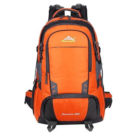 Widewing Mens 50L Outdoor Camping Hiking Backpack Waterproof Sports Travel Bag One Size Orange