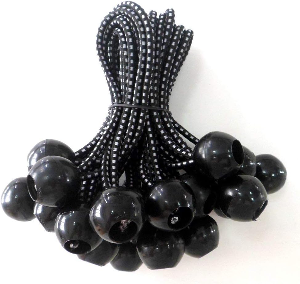 ABCCANOPY Heavy Duty Ball Bungee Canopy Tarp Tie Down Cord Elastic String Ball Bungee tarp Ball Ties (3# Black&White 25pcs) - - 