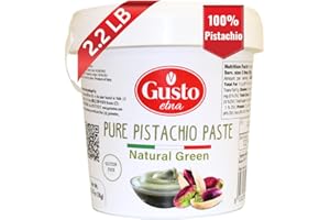 GUSTO ETNA Pure Pistachio Paste Bucket, 100% Just Unsweetened Pistachios Butter Tub, 2.2 lb (1 kg), No Artificial Colors & Sugar Pistachio Nut Spread Bulk, Paste for Baking, Product of Sicily, Italy