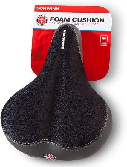 schwinn wide bicycle seat Comfort Bike for Men and Women, Soft Foam Padding, Replacement Saddle Fits All Adult Bikes with Standard Seatpost, Noseless and No-Pressure, Black : Bike Saddles And Seats resistant cover stands up to the elements and wipes clean easily Schwinn Soft Foam Comfort Traveler