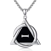 HUKKUN Atheist/Therian Necklace Sterling Silver Obsidian/Abalone Shell Atheism Therian Pride Symbol Jewelry for Men
