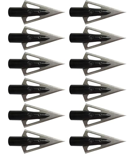 6-Pack 145 Grain Hunting Broadheads - 2 Blade Fixed Archery Arrow Tips For Wooden & Bamboo Arrow Shafts