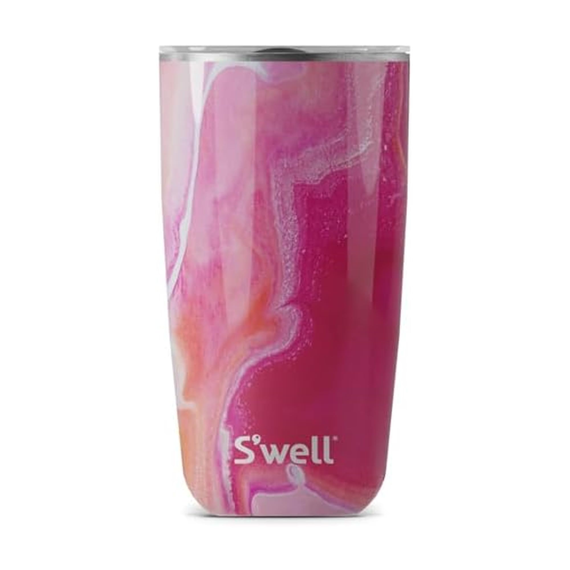 S'well Tumbler with Lid, 530ml, Rose Agate, BPA/BPS-Free Vacuum Triple-Insulated Travel Cup with Slide-Open Lid, 18 oz.