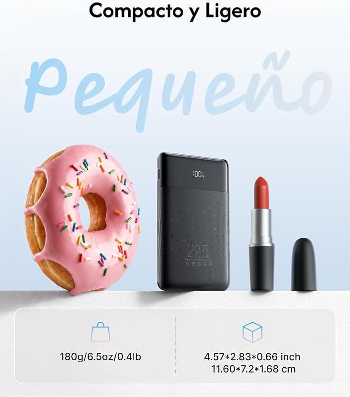 Bateria Externa de Carregamento Rápido 10000mAh Power Bank com Cabo