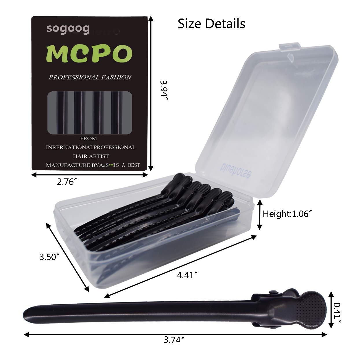 Hair Clips for Styling, 12 Pcs Professional Rustproof Metal Hair Styling Clips Hair Clip Set, 3.7 Inches Durable Salon Hair Clips Styling Tools for Salon, Personal &thick Hair (black)