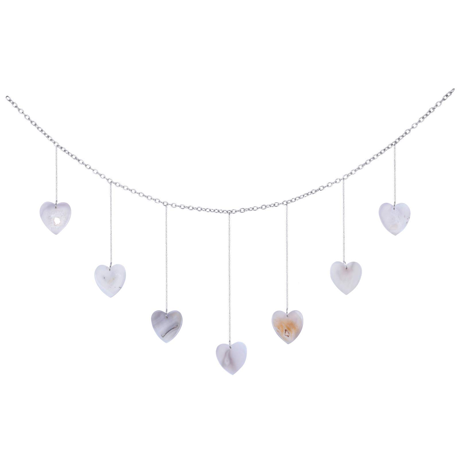 Mookaitedecor 1M Agate Crystal Art Healing Crystal Heart Wall Hanging Home Decor for Living Room, Bedroom and Party - Love Heart Wall Art Good Luck New Home Gift