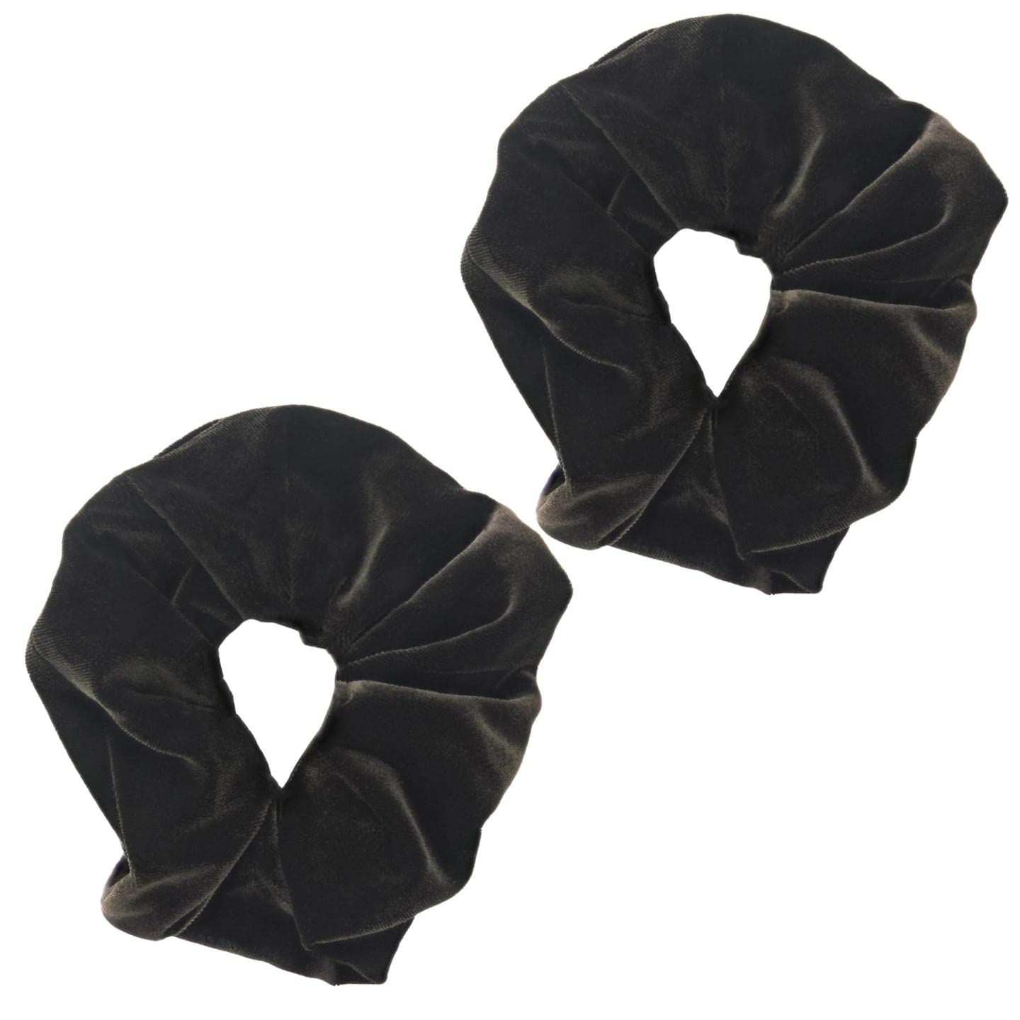 Topkids Accessories - Luxury Velvet Scrunchie Scrunchies Elastic Hair Band Ponytail Holders Hair Scrunchie Hair Bobbles Hair Accessories for Women, Ladies, Girls - Pack of 2 (Brown)