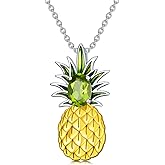 BETHZA Pineapple Necklace 925 Sterling Silver August Peridot Gemstone Pineapple Pendant Jewelry Gifts for Women