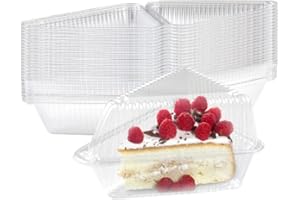 LAYLAXY 50 Pcs Cake Slice Containers with Lid, Clear Plastic Individual Carrier Transparent Disposable Triangle Boxes for Cheesecake, Flan, Cupcake, Dessert Pie Slice - Take Out, Mini Desechables