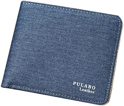 PULABO Canvas Cool Bifold Wallet with Id Window for Mens (Blue)