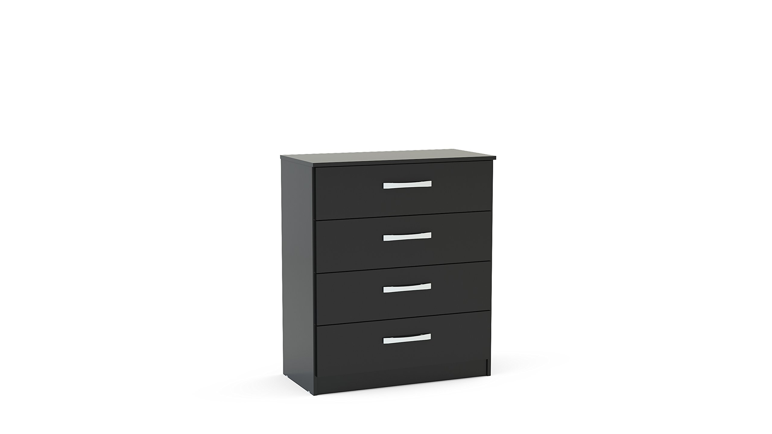 Birlea Lynx 4-Drawer Chest - High-Gloss, Black