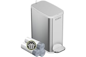 KSSKSS Bathroom Trash Can with Lid, 6L / 1.6 Gallon Stainless Steel Garbage Can with Removable Inner Bucket, Foot Pedal Small Trash Can for Bedroom, Home (Silver)