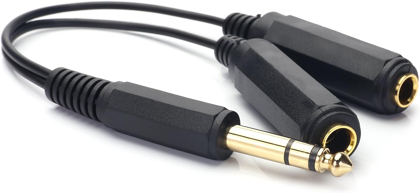 SiYear 6.35mm 1/4" male plug Stereo to 2 Dual 1/4 "TRS Female jack connector audio speaker cable - Image 4