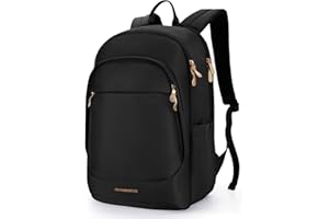 LIGHT FLIGHT Travel Backpack for Women, 15.6 Inch Laptop Backpack with USB Charging Hole, Water Resistant College Bookbag, Large Capacity Black Computer Backpacks for Work, Black