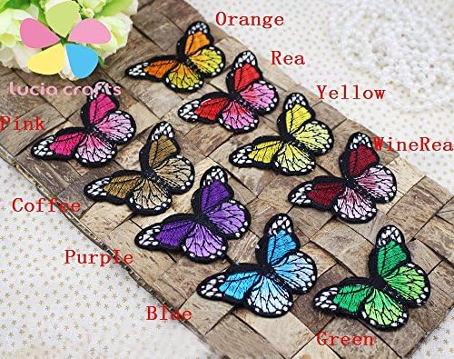 9pcs 7*4cm Multi Colors Options Butterfly Iron-on or Sew-on Embroidered Applique Patches (mixed 9 colors 9pcs)