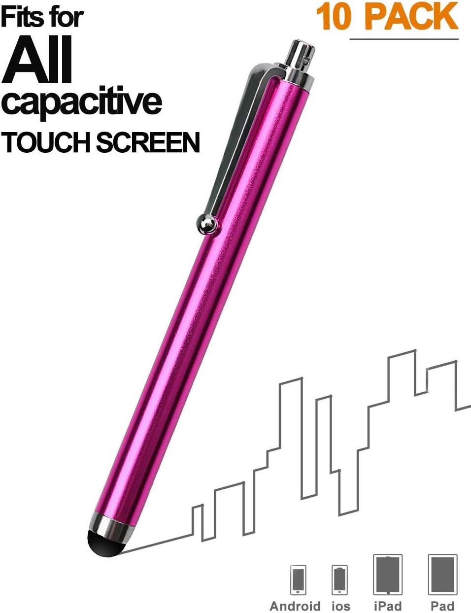 LIBERRWAY Stylus Pen 10 Pack of Pink Purple Black Green Silver Stylus Universal Touch Screen Capacitive Stylus for Kindle Touch ipad iPhone 6/6s 6Plus 6s Plus Samsung S5 S6 S7 Edge S8 Plus Note: Computers & Accessories