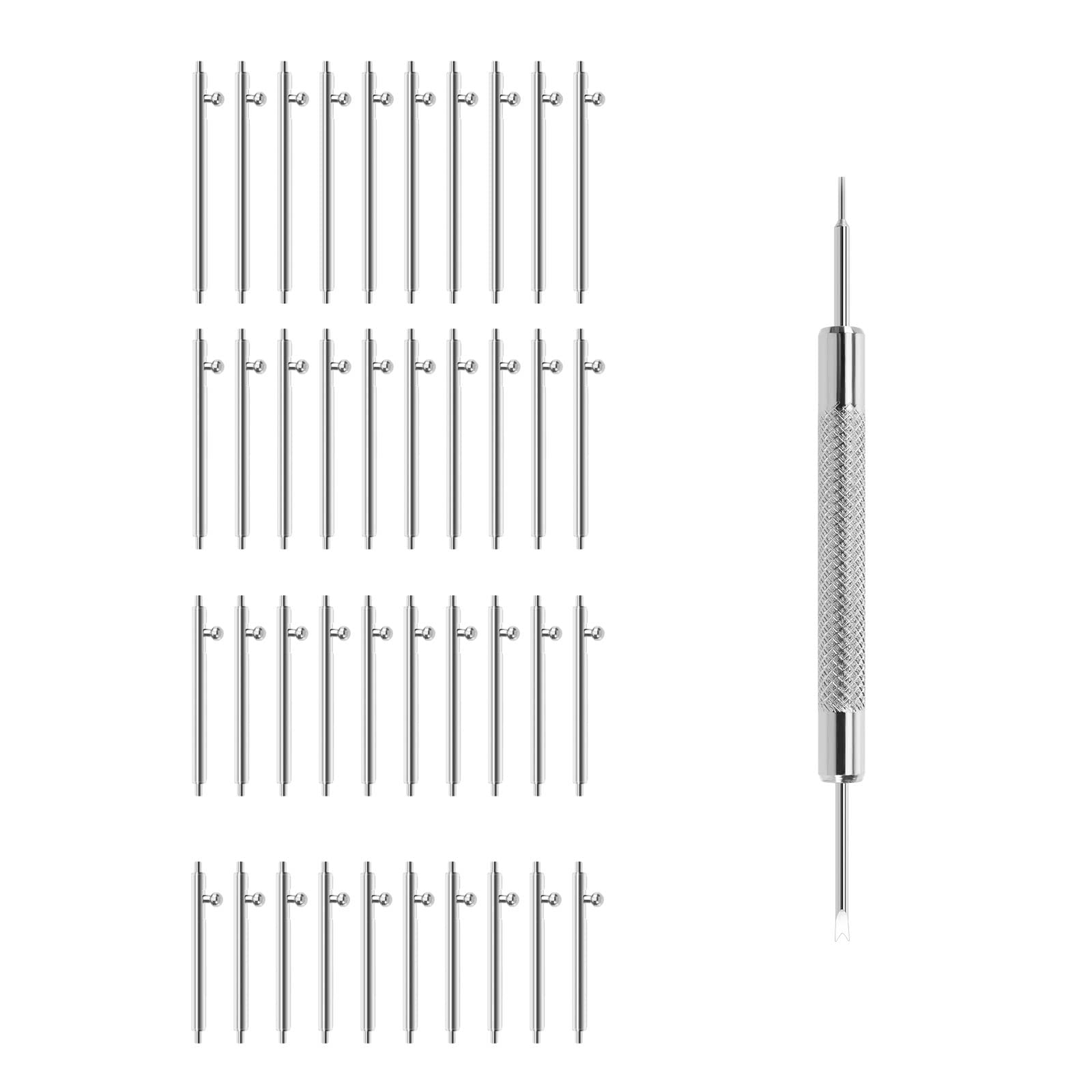 eMagTech 40PCS Quick Release Spring Bars Watch Lugs 316L Stainless Steel Strap Link Pins with Remove Tool 18mm 20mm 22mm 24mm Length 1.5mm Diameter