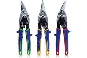 SPEEDWOX 10 Inch 3PCS Aviation Snips Set Aviation Tin Snips Offset Aviation Snip Offset Snips for Left Right and Straight Cut