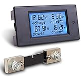 4-in-1 DC Electricity Usage Monitor,DC 6.5-100V 0-100A LCD Display Digital Current Voltage Power Energy Meter Multimeter Amme