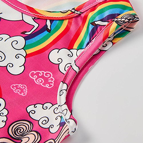 Chicolife ragazze 3-5T modello della principessa Dress Unicorn ha stampato il fumetto Abito senza maniche Rosa Piccolo
