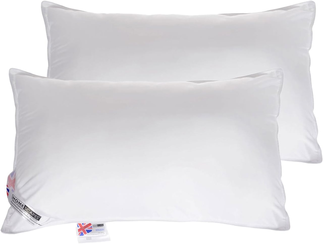 HOMESCAPES EXTRA FILLED Super Microfibre Bounce Back Pillows PAIR Standard UK Size