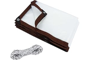 FFKQBH Clear Waterproof Tarps(Increase Grommets+Windproof Rope) Poly Tarpaulin Outdoor Garden Rainproof Covering,Clear Vinyl Tarp with,for Covering Henhouse Porch Canopy Plant Patio (8.2 x 10 ft(2.5x3m))