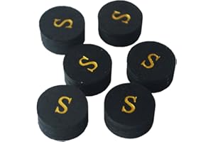 Collapsar 6pcs 14mm Black Multiple Layer Pigskin Pool Cue Tips H M S