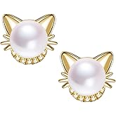 Rabbit Cat Earrings Freshwater Pearl Earrings Sterling Silver Stud Earrings for Women Gifts
