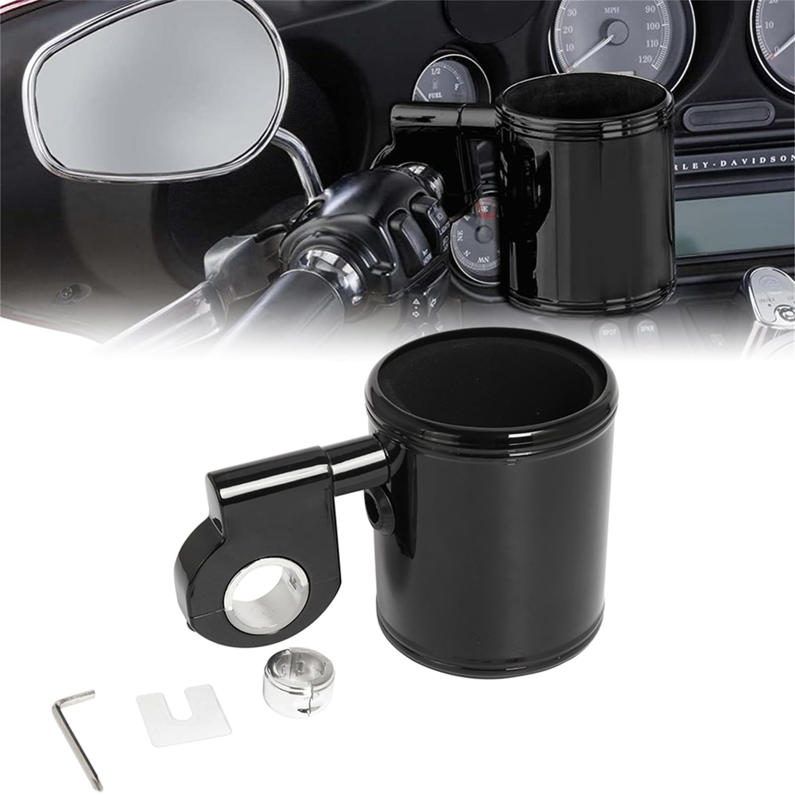 Photo 1 of GUDITEM Motorcycle Cup Holder for Harley Davidson - Easy to Install Handlebar Drink Holder for Touring Street Glide Sportster Dyna Softail FLH/T FLHX Models