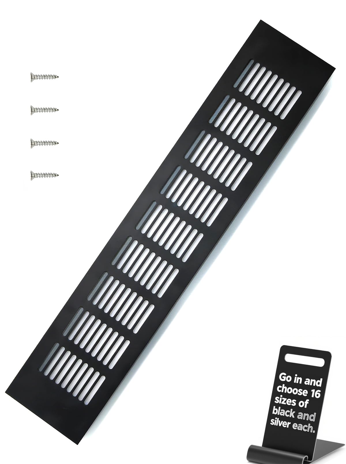 WJUAN Air Vent Grille Cover, 400 mm Black Square Aluminum Alloy Black Vent Cover for Cupboard Wardrobe Ventilation