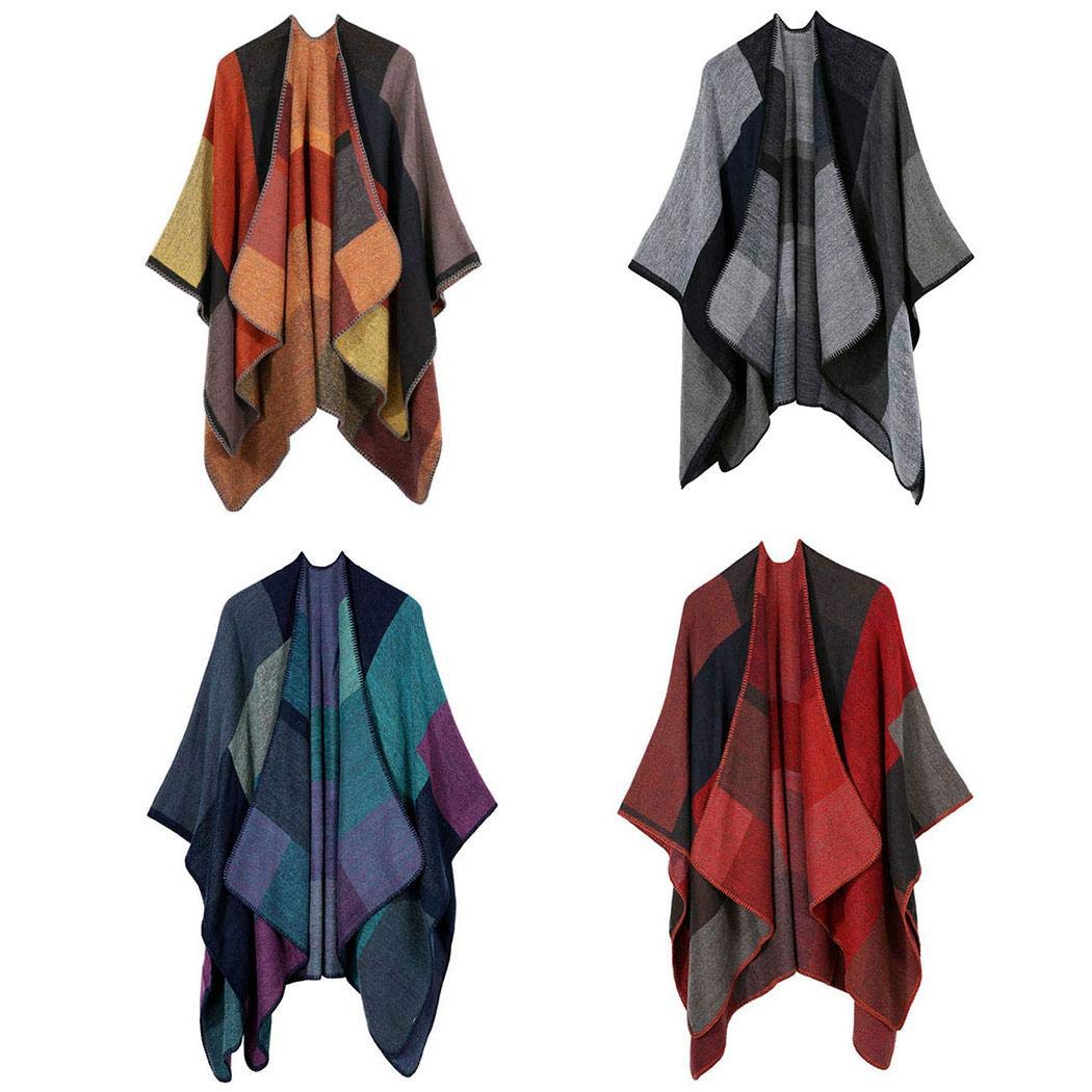 XioNiu Women Fashion Patchwork Loose Winter Warm Wraps Cloak Shawl Cold Weather Scarves & Wraps