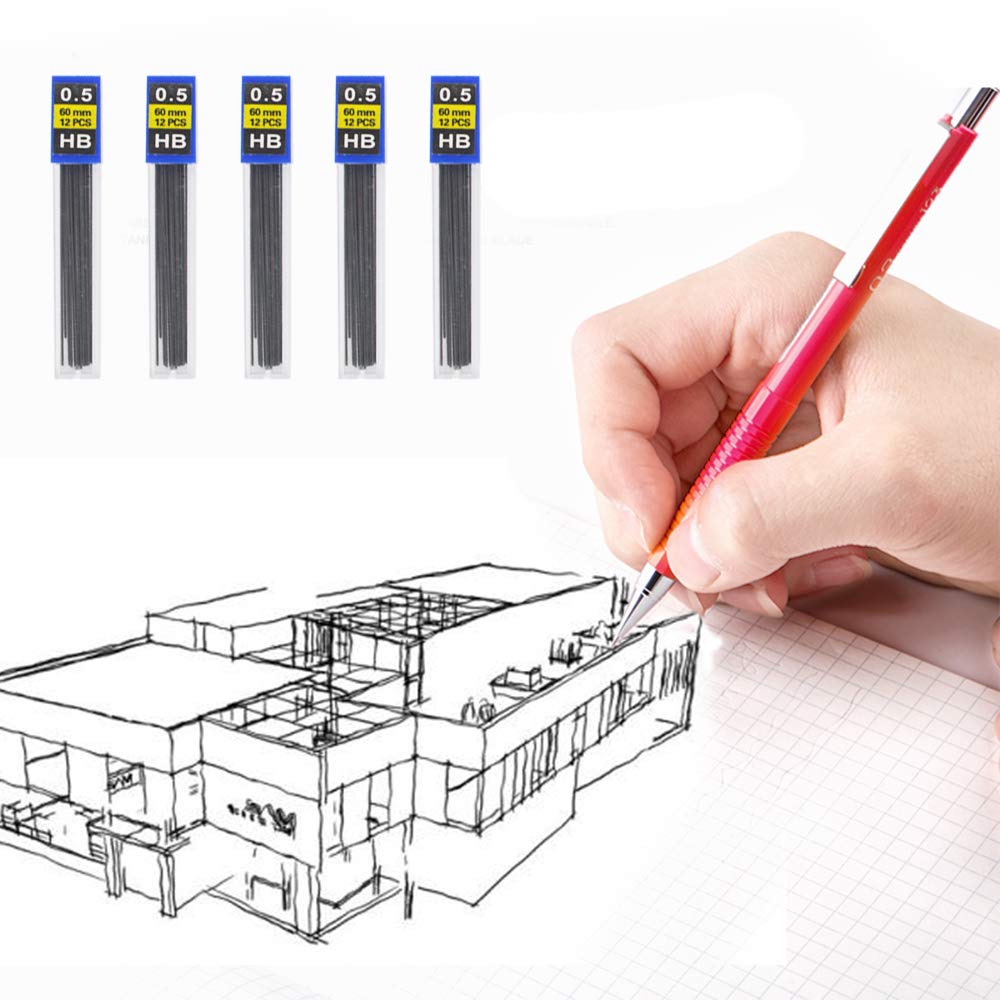 540 pcs HB Black Lead Refills,cnomg Mechanical Pencil Refills for Painting, Marking, Sketching Writing 45 Tubes (0.5mm)