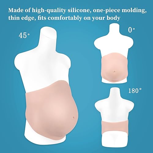 Realistic Silicone Fake Pregnancy Belly - 8-10 Month (L Size) Beige Tummy For Acting, Cosplay, Empathy