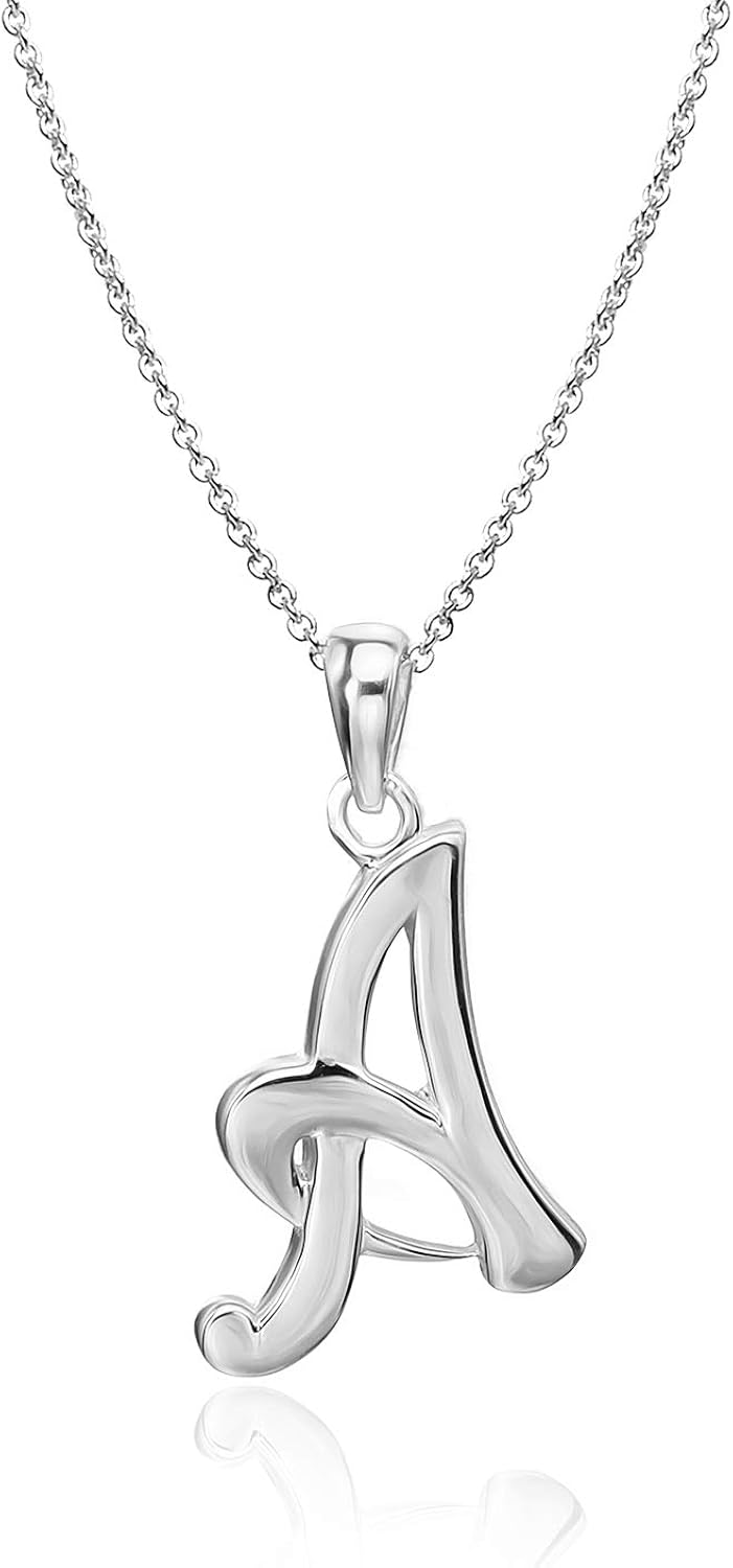 Amazon Com River Island Sterling Silver Alphabet Initial Letter A Pendant Necklace 18 Available In Silver And Yellow Gold Clothing