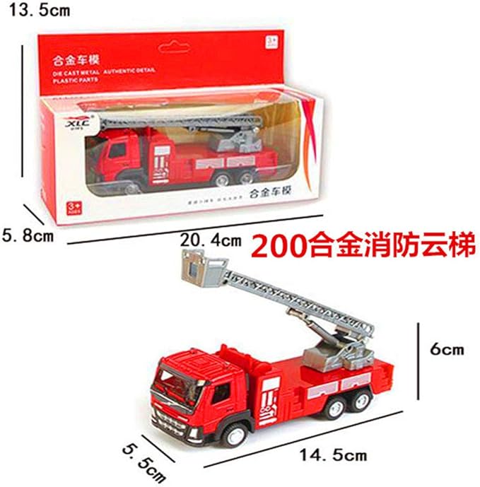 Amazon ファイヤートラック ミニサイズ 消防車のおもちゃ はしご車のおもちゃ ジュニア消防車 合金おもちゃ車 金属の滑走するはしご消防車 噴水車おもちゃ模型 はしご Luning スポーツ アウトドア